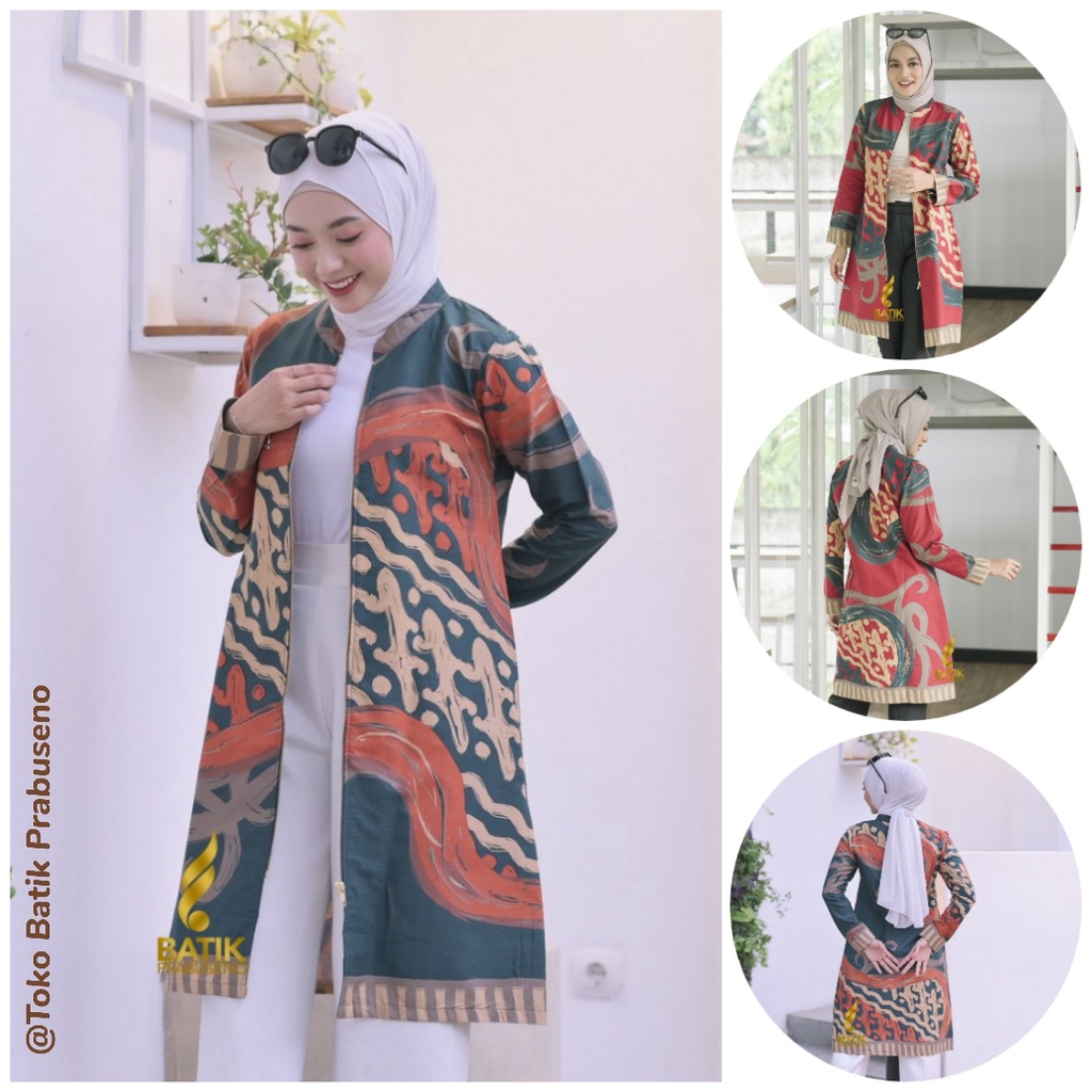 Nesa Atasan Baju Batik Wanita Lengan Panjang Ori Original Prabuseno Modern Premium Jumbo Big Size Fu