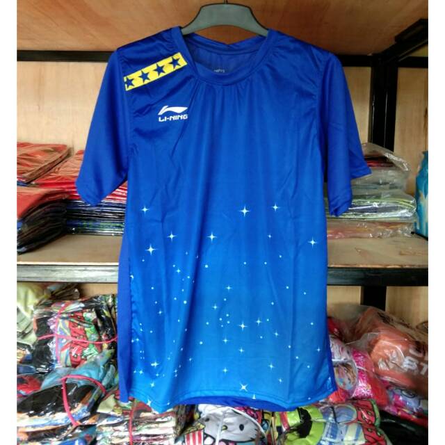 Jersey/Kaos Badminton Li-Ning Biru Bintang