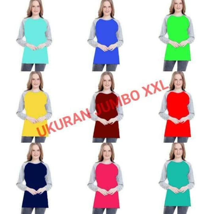Hijab Kaos Raglan Hijab Cewek / Ladies / Wanita Lgn Panjang Jumbo Xxl