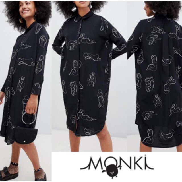 (N072) monki by H&M   face abstract print dress