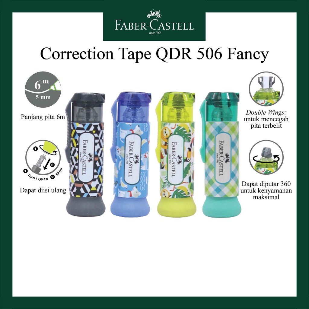 

Correction Tape Faber Castell / Tipe QDR 2 In 1 / Termasuk Penghapus dibagian Atas / Tipe X Kertas
