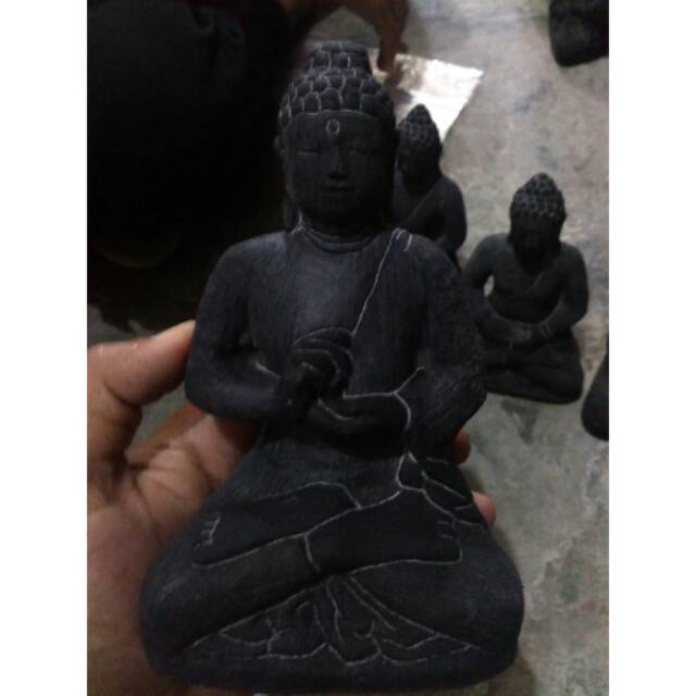 (BISA COD) Pajangan Miniatur Patung Dewa Budha Duduk Ukuran Kecil 17x8 cm Bahan Batu