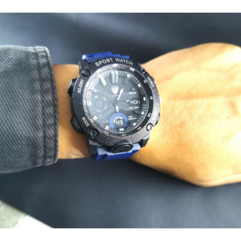 jam tangan pria sport karet rubber leopard original