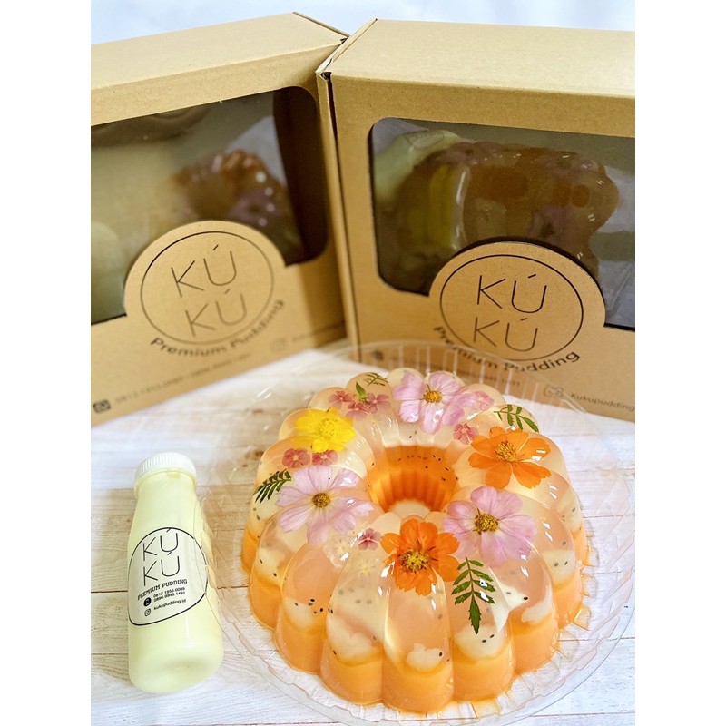 

Flowie Garden / Mango Pudding / Puding Buah / Puding Mangga / Edible Flower Pudding (with Vla )