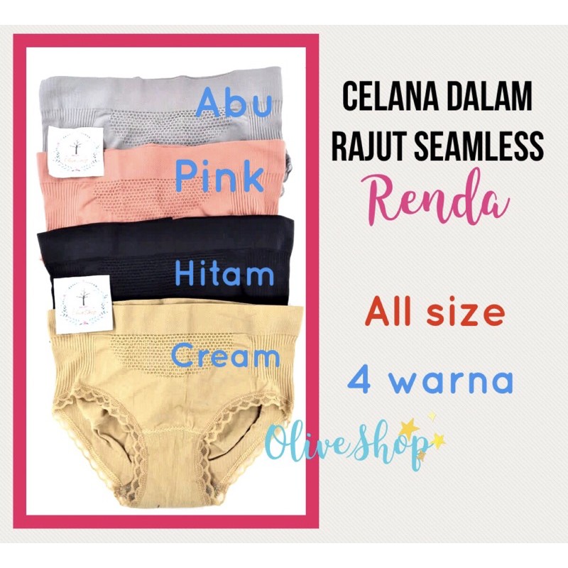 OliveShop ❤️ CD Celana Dalam Rajut Pori Seamless Renda Breathable Anti Bakteri