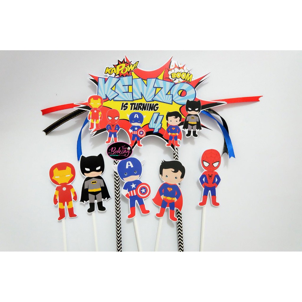 Topper Cake Birthday Super Hero Custom