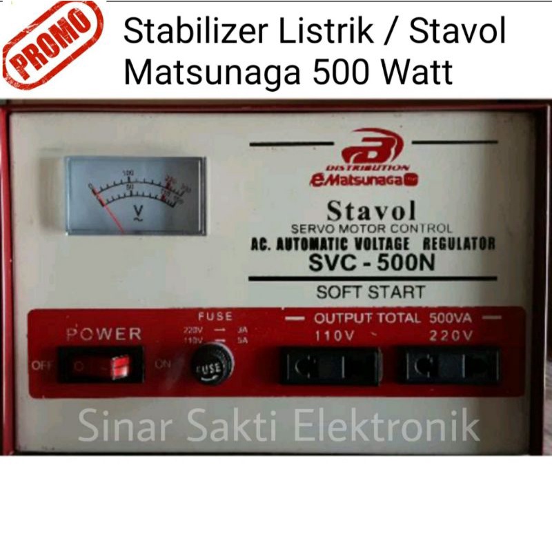 Stabilizer Stavolt Stavol Listrik Matsunaga 500 Watt 500W 500Watt