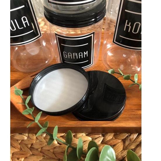 ソ TOPLES BUMBU DAPUR TUTUP HITAM MODEL MINIMALIS FREE LABEL STIKER ま