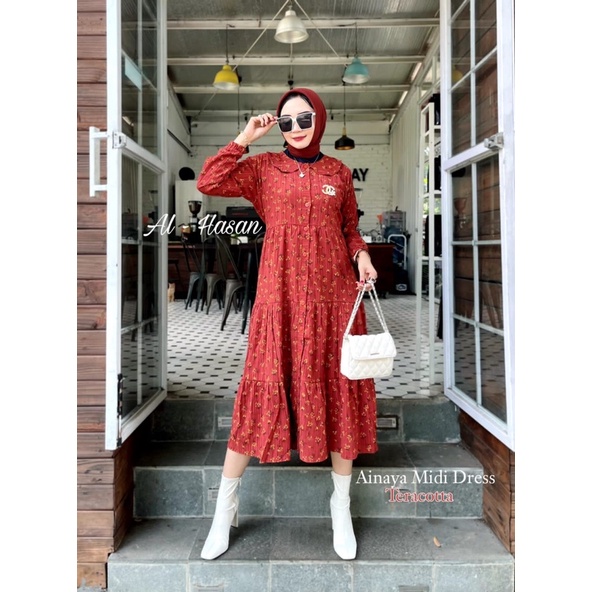 Gamis Midi Full kancing Ainaya Dress ori Al Hasan