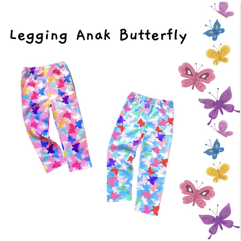 Legging Anak Perempuan Cewek Callysta Motif Butterfly Celana leging Anak Bayi Perempuan Katun Murah