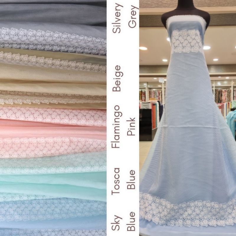Kain Katun Linen cotton burnout motif