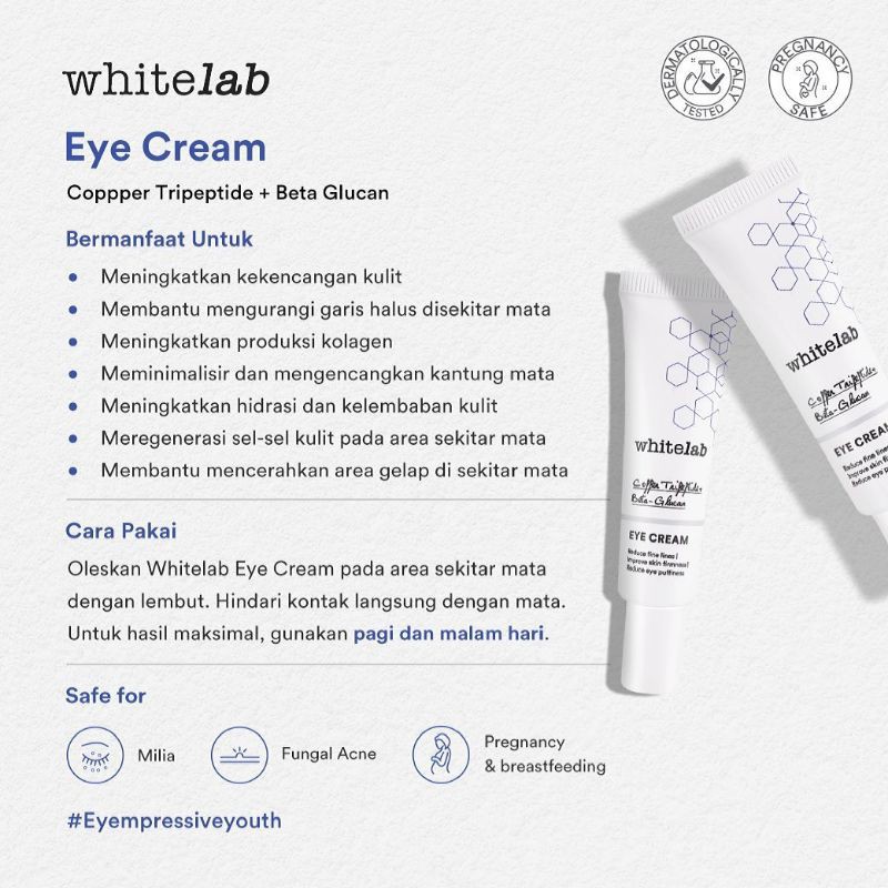 WHITELAB Eye Cream Whitening - Krim Pemutih Pelembab Pencerah Penghilang Kantung Mata Panda