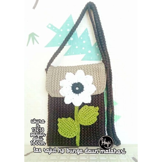 tas rajut daun matahari seleting /selempang /slingbag