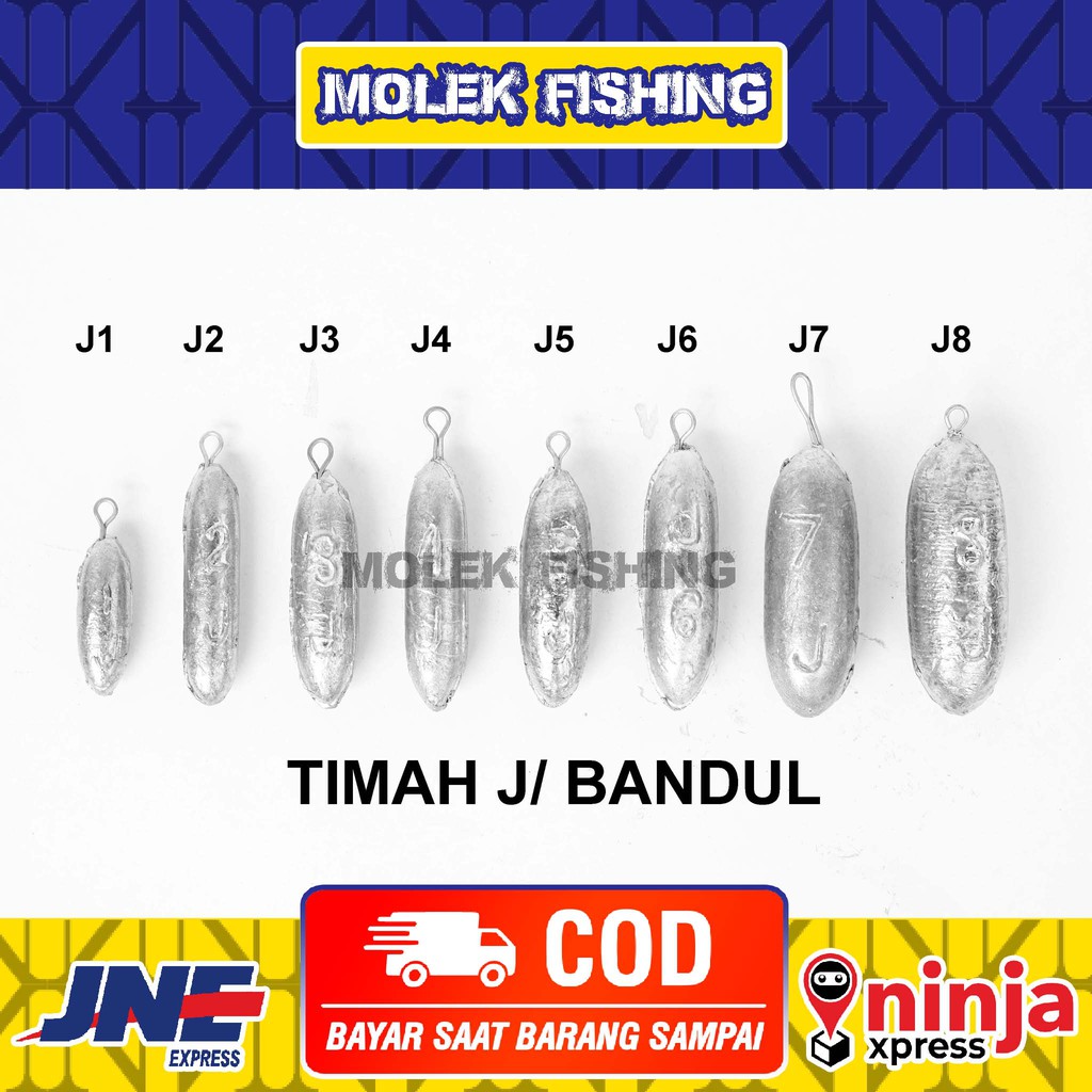 Bandul Pancing Timah J - Timah Jantung - Timah Pemberat Pancing - Harga Per 1 Kg