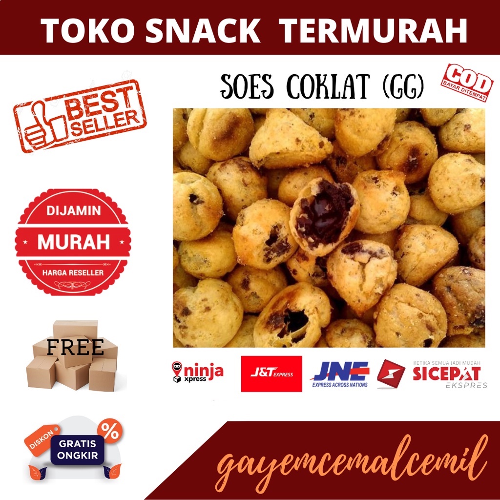 

snack kiloan kue sus coklat/soes RG/soes coklat/250 gram/500 gram makanan ringan camilan cemilan jajanan murah