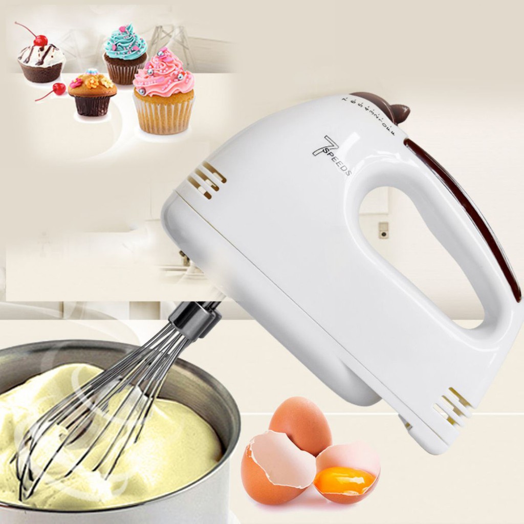 【COD+dalam stok+Pengiriman Cepat】HM-620 Hand Mixer /Hand Mixer 100 Watt Pengocok Telur Pengaduk Stainless 7 Kecepatan Kocokan Adonan Telur Elektrik Serbaguna- Putih