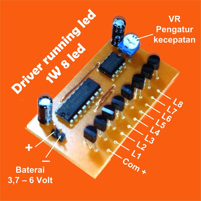 Driver running led 1W 8 led NE555 CD4017