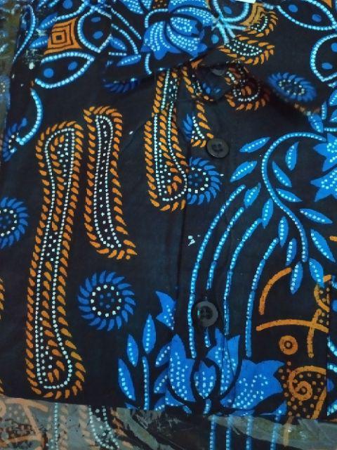 Maura Couple - Sania Ruffle Batik Couple Ori Ndoro Jowi Garansi Termurah Shopee -  Motif Seno Biru