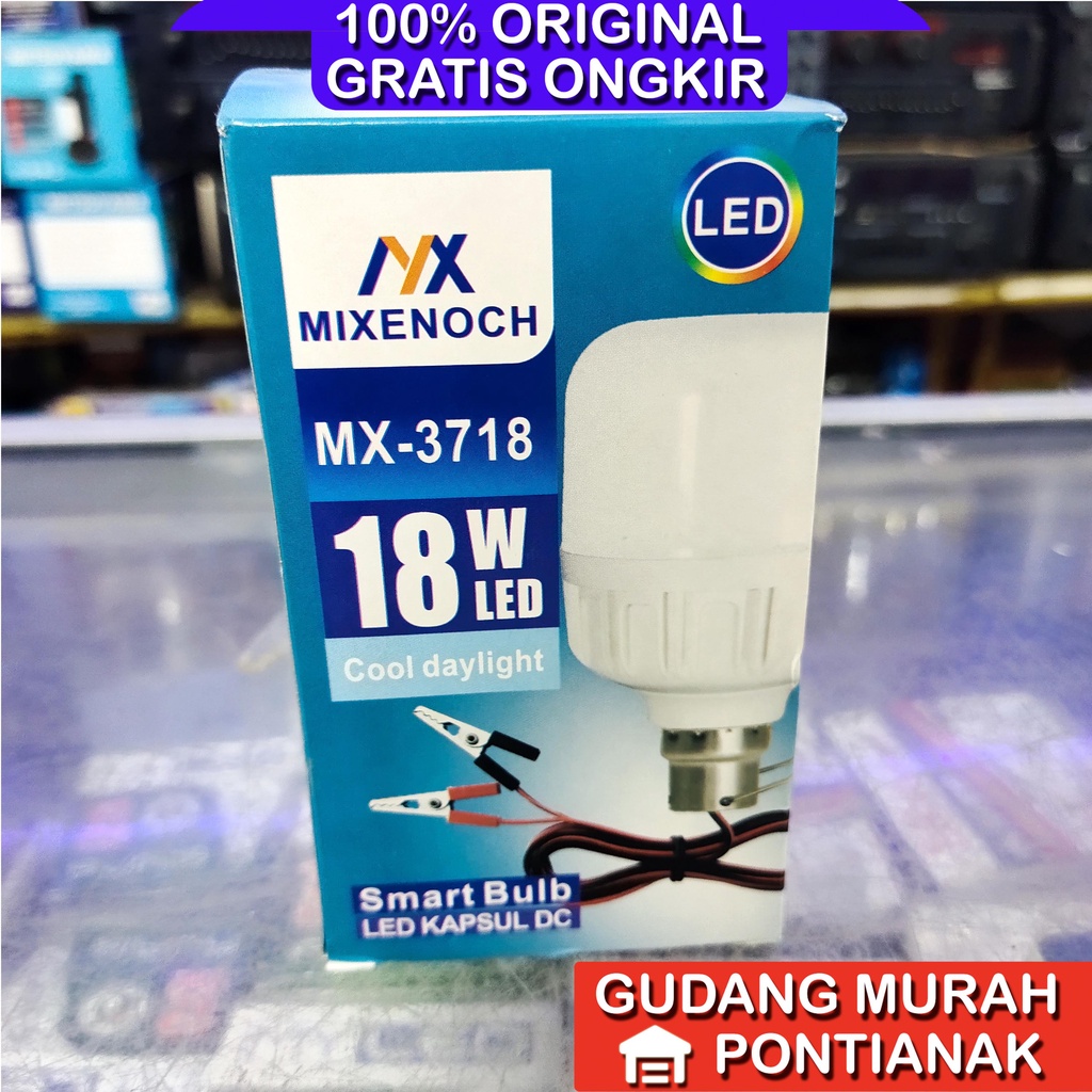 Lampu DC Mixenoc Jepit Aki Watt Lengkap 6w 12w 18w 25w 30w