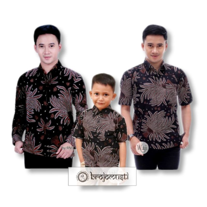 KEMEJA BATIK ANAK  BAPAK LENGAN PENDEK Batik Couple Ayah Dan Anak Laki Laki Modern