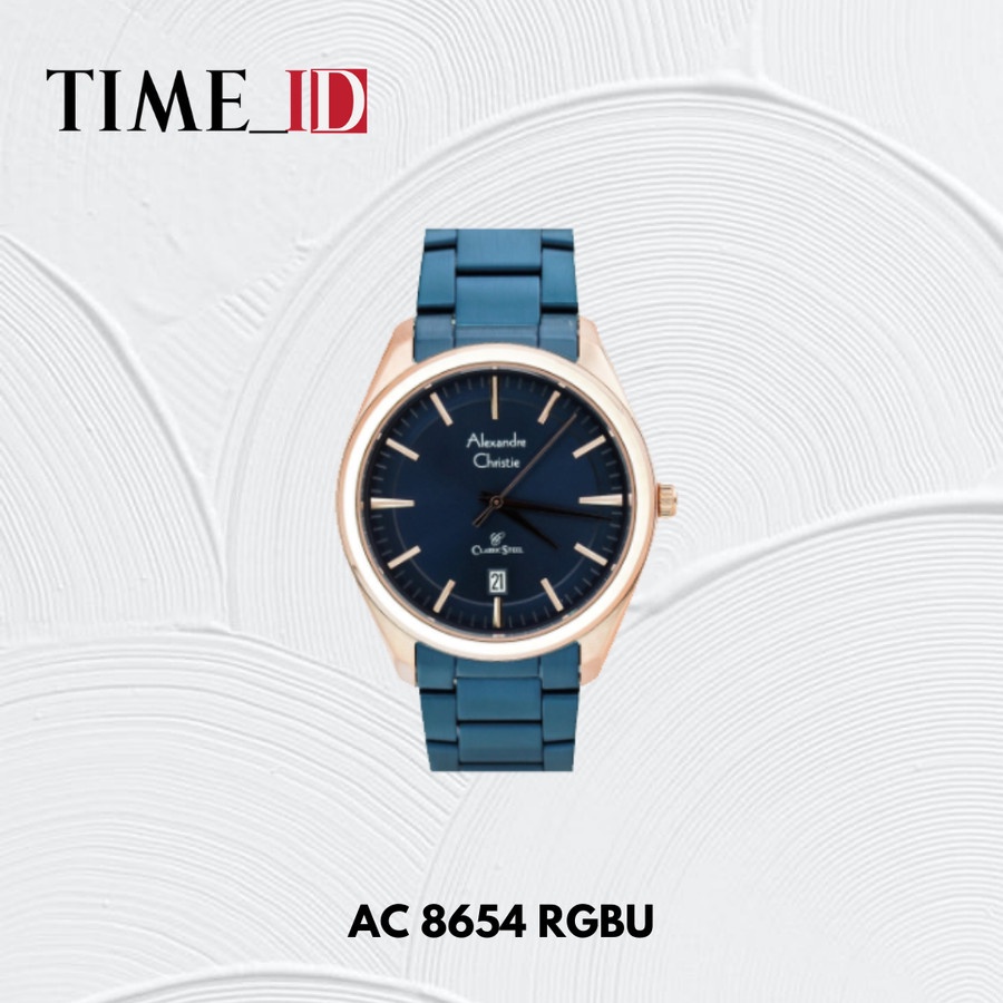 Jam Tangan Alexandre Christie AC 8654 BLUE ROSEGOLD PRIA