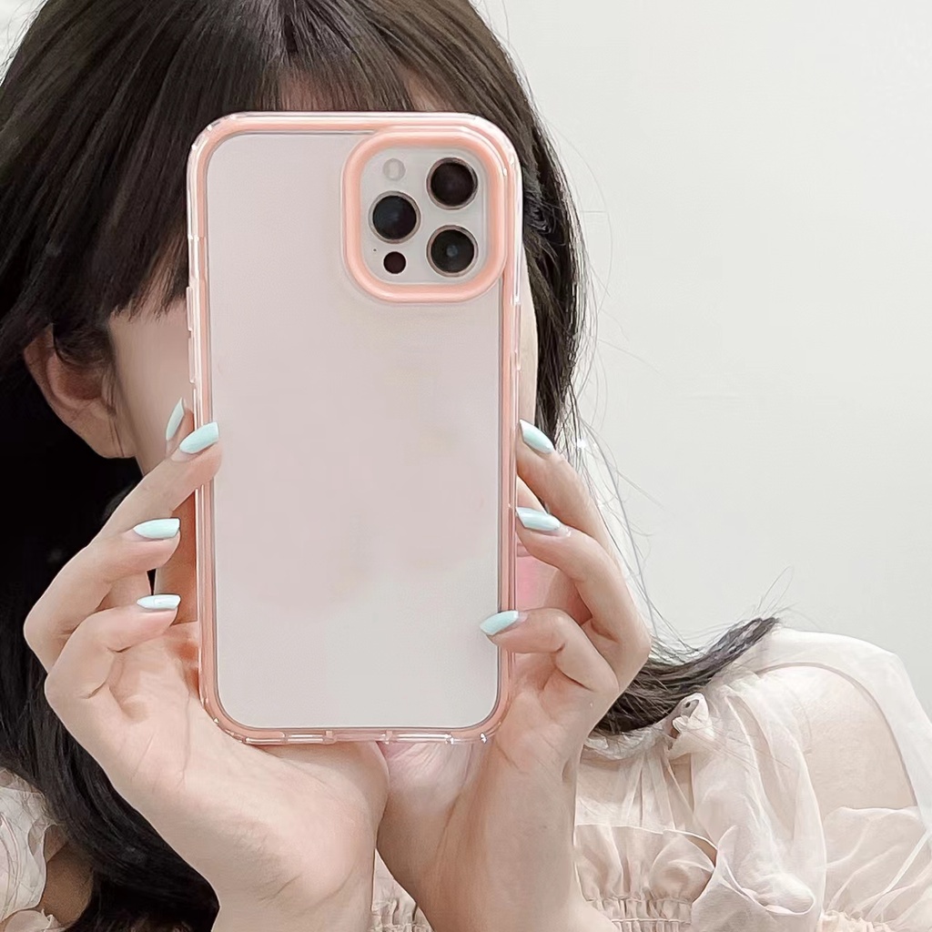 Case Bumper Silikon Transparan 2 In 1 Warna Permen Untuk IPhone 13 11 12 Pro Max XR X XS Max 6 6s 7 8 Plus 13Mini 12Mini