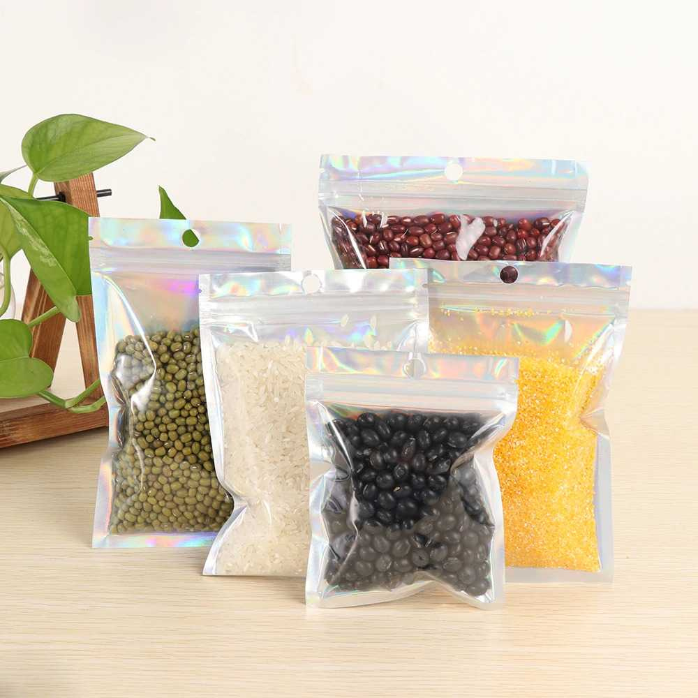 Kantong Plastik Ziplock Holographic Makanan Serbaguna 100 PCS