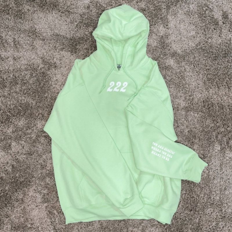 Hoodie Hijau Mint QUOTES Big Size (S - XXXXXL 6XL) Jacket Boys Girls Oversize Tumblr Ulzzang Korean Street Style Sage Green Hijau Matcha Soft Pastel Color