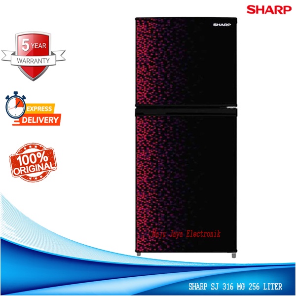 Kulkas 2 Pintu Sharp SJ 316 MG GB GR SHINE No Frost 256 Liter Tinggi 163 CM Glossy Door Garansi 5 TH