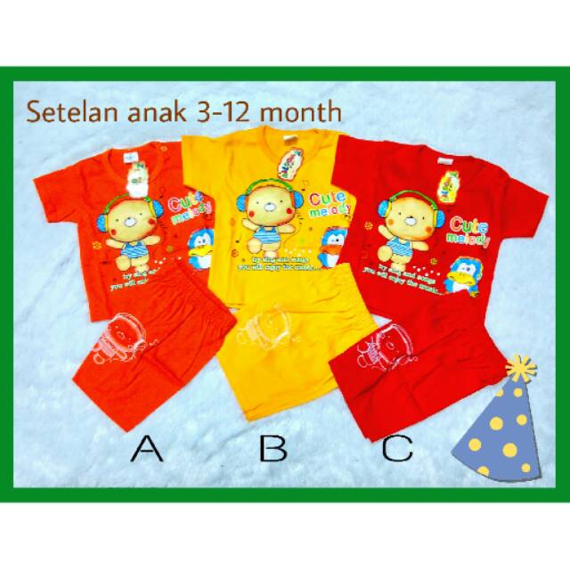 Setelan baju bayi baby boy lucu 3-12 month