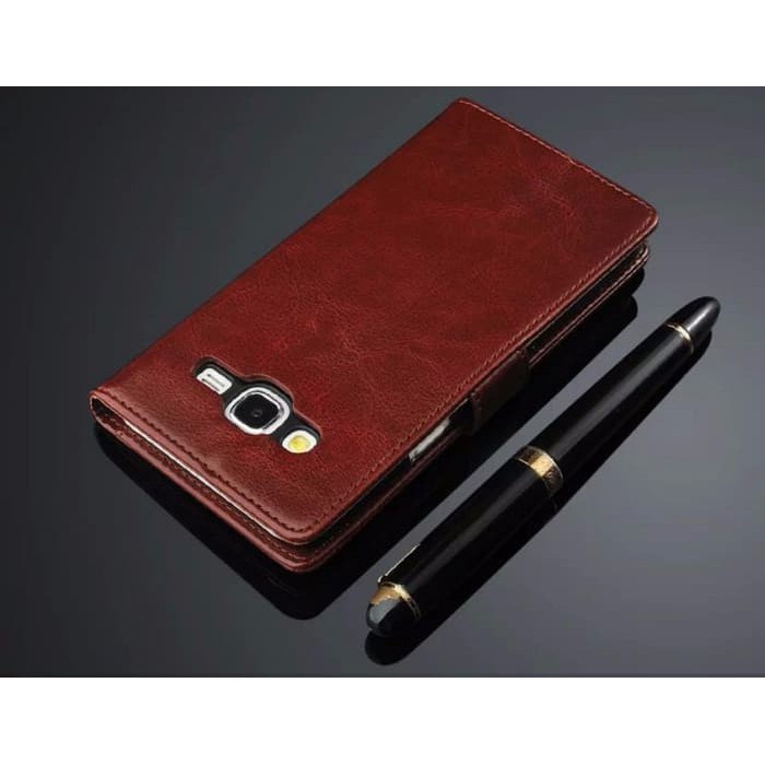 Leather FLIP COVER WALLET Samsung A5 J5 J7 2015 Case Softcase Casing      / Case HP / Casing HP /