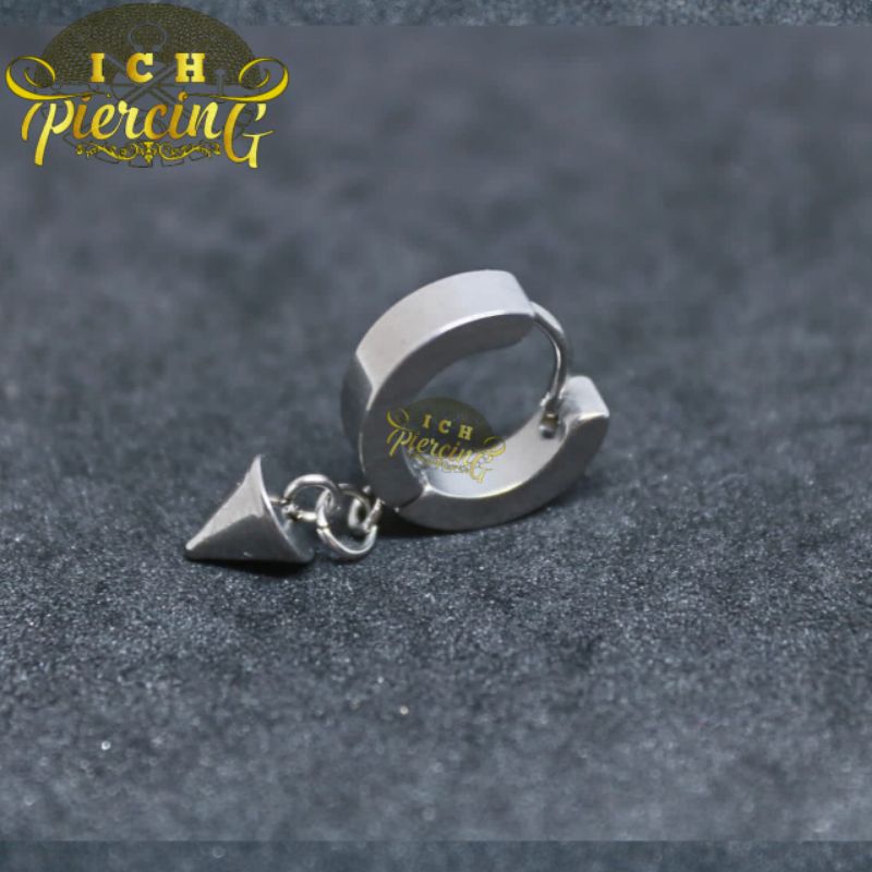 Anting Pria wanita Tindik Dan jepit Model Bandul Titanium steel Anti Karat