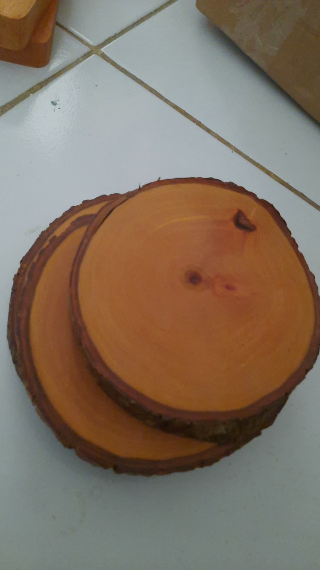 Tatakan 11-12 Cm Coated Kayu Besar Natural Wood Coaster Diameter