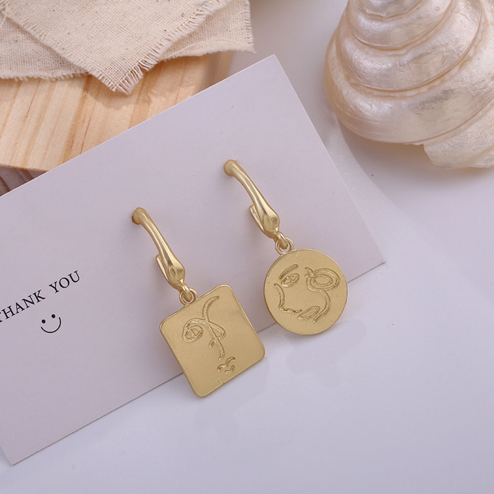 Anting Tusuk Gantung Bahan metal Desain Geometri Asimetris Gaya Bohoretroelegan Untuk Wanita