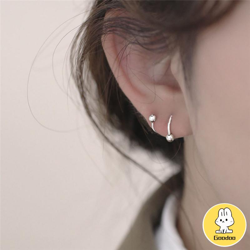 1 Pasang Anting-Anting Sederhana Baru Kepribadian Wanita Minoritas Double Spiral Ear Studs -Doo