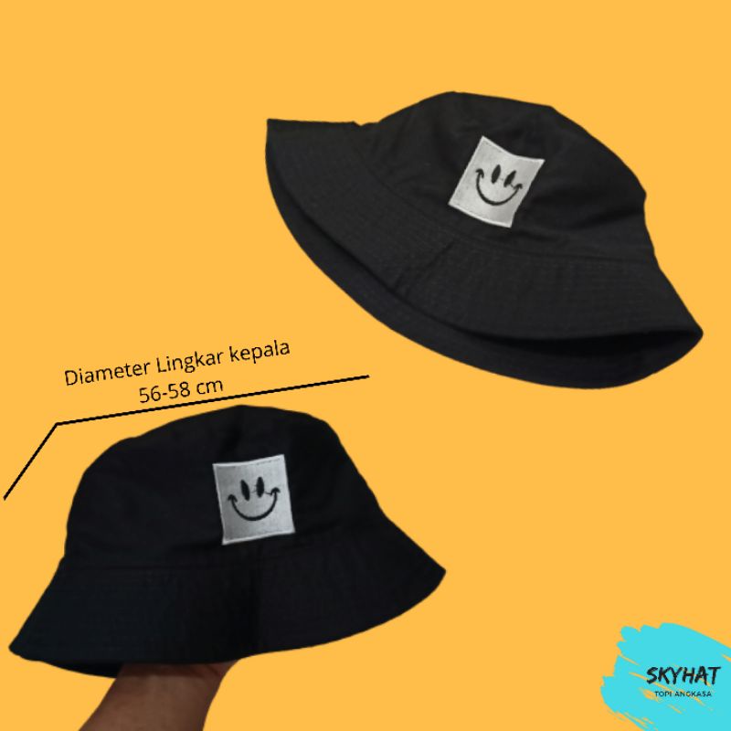 Bucket Distro Hat Smile Bolak Balik Topi Bucket Hat Bordir