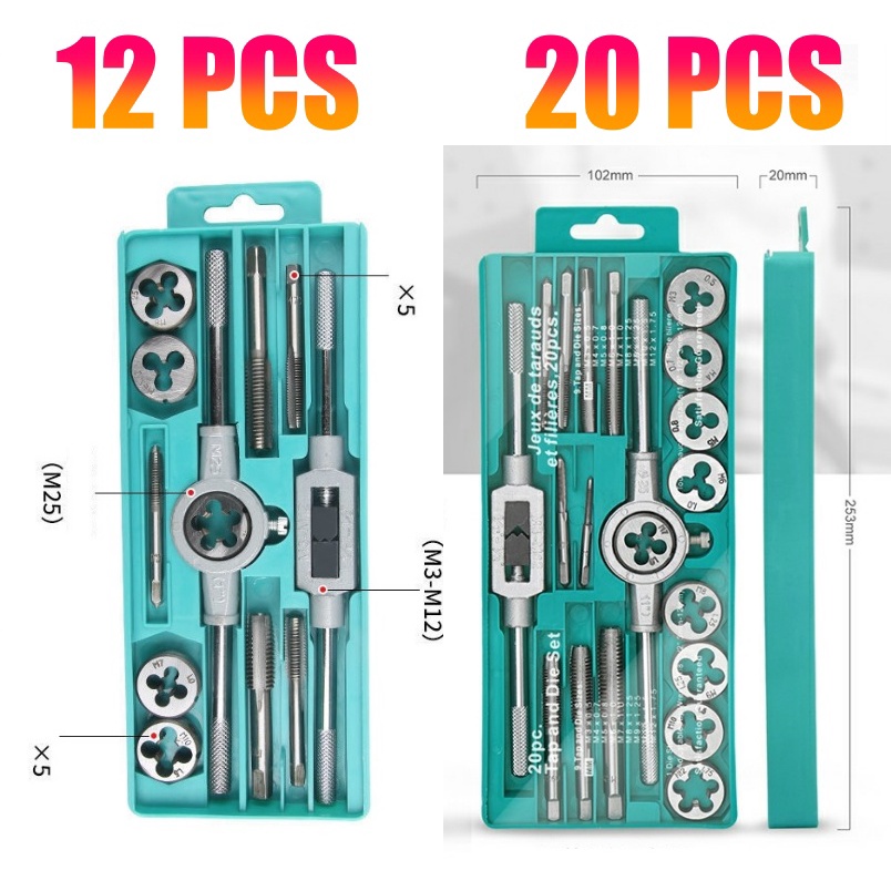 Tap Die Set 40pcs 20pcs 12pcs - Alat Snai dan Tap Ulir Drat Mur Baut