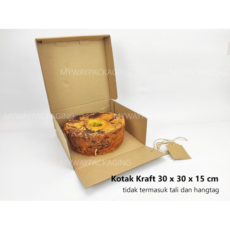Jual [10PCS] Kotak Kue Kraft 30 x 30 x 15 cm, Dus / Kardus / Box Cake