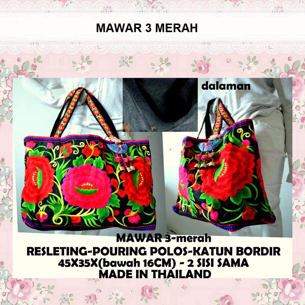 Tas Tote Bag Etnik Bordir Wanita Murah Import Bangkok Thailand Terbaru