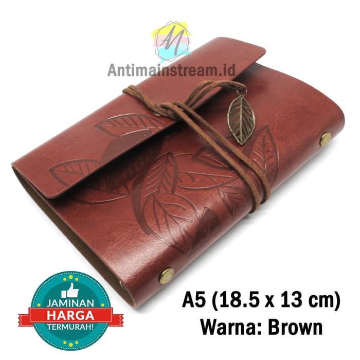 

Buku Catatan Binder Kulit Retro Leaf A5 Warna Brown dan Coffee