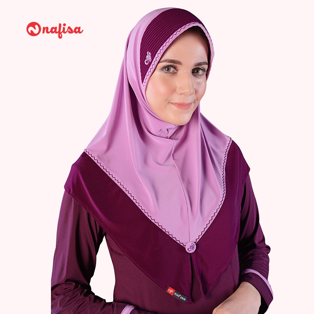 Hijab Instan Nafisa Ramania | Kerudung Khimar Sedang Jilbab Instan premium Kombinasi Warna