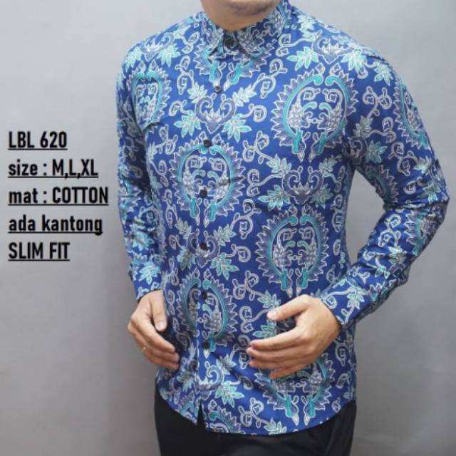 LBL 620 HEM KEMEJA BATIK SLIM FIT LENGAN PANJANG