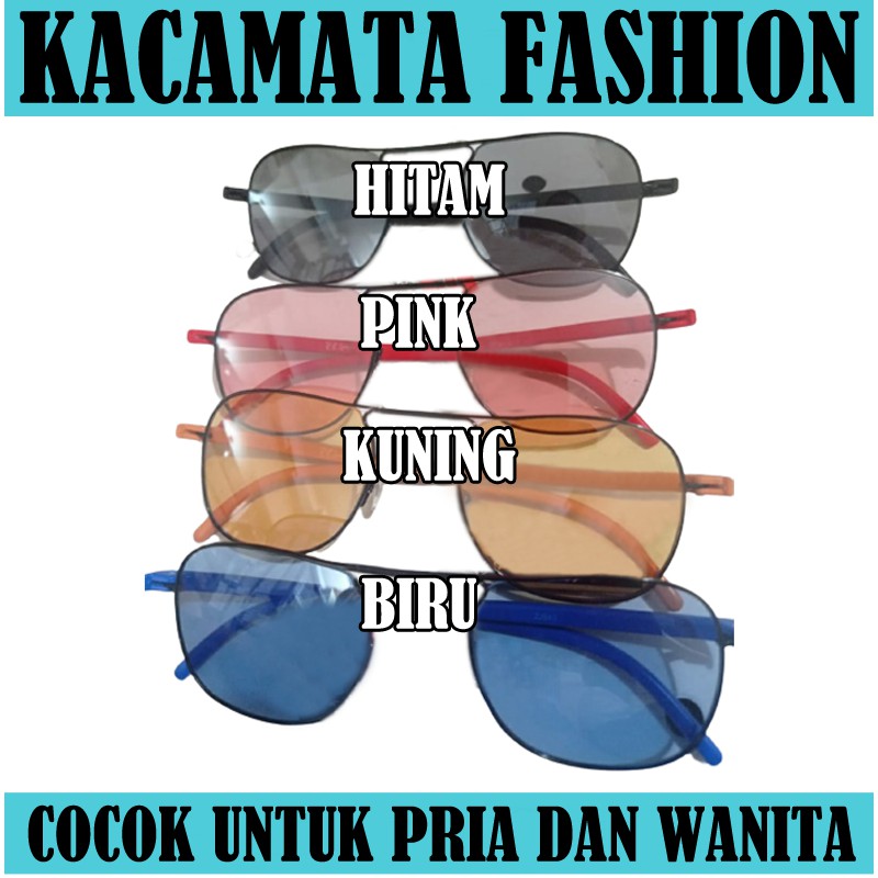 Kacamata Hitam Warna Permen Bentuk Kotak Gaya Korea Pria Wanita Frame Besi Model Retro Kotak Besar