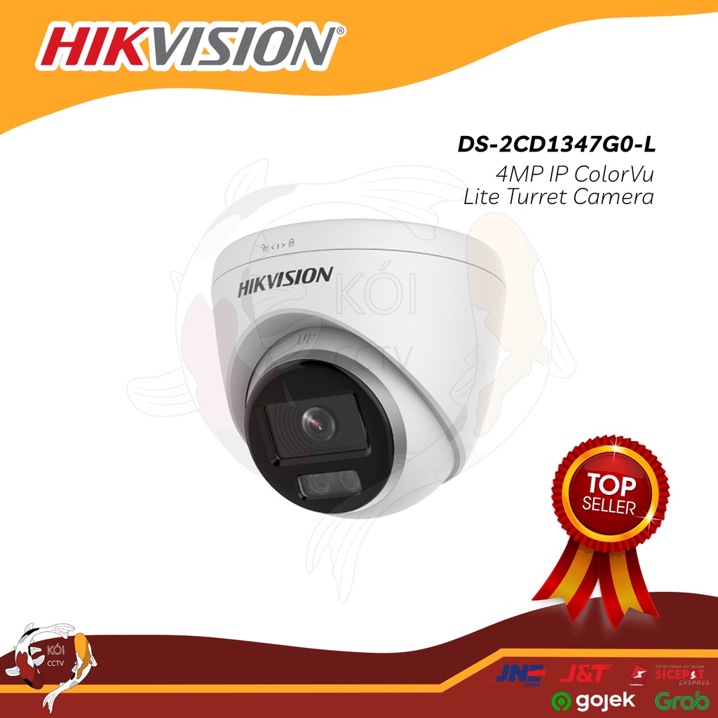 Hikvision DS-2CD1347G0-L 4 MP ColorVu Lite Fixed Turret Network Camera