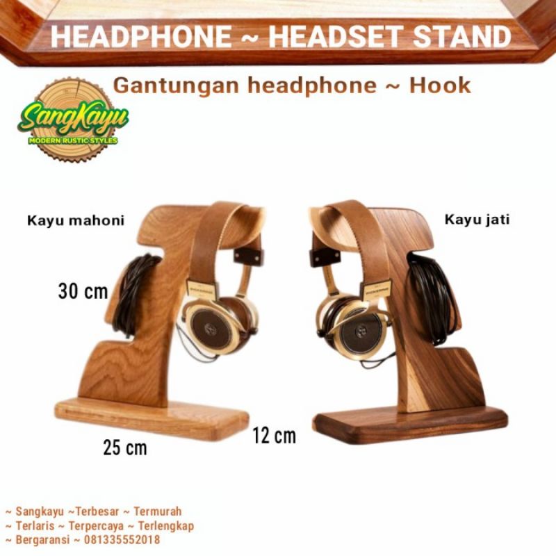 Gantungan headphone kayu headphone stand headset gaming hook hanger 05