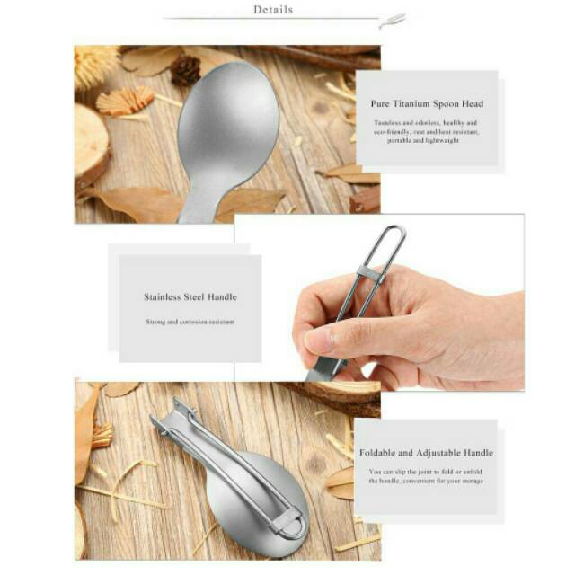 Edcgear sendok bergigi lipat titanium folding the spoon ultralight piknik camping adventure