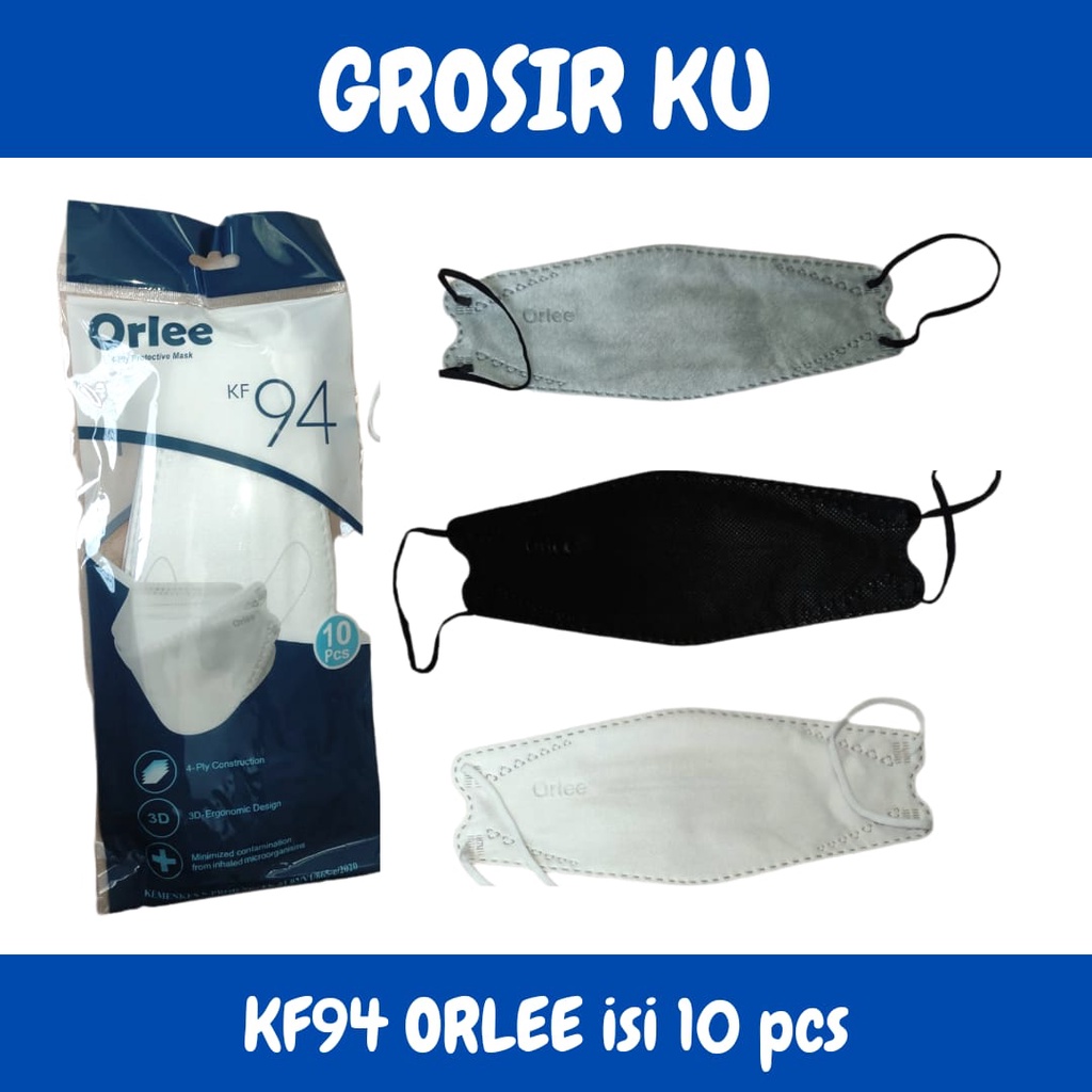 MASKER ORLEE KF94 4PLY EARLOOP ISI 10 ORIGINAL KEMENKES