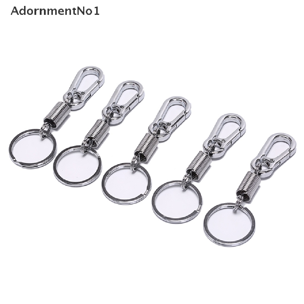 (AdornmentNo1) 5pcs Gantungan Kunci carabiner retractable Bahan stainless steel Untuk outdoor