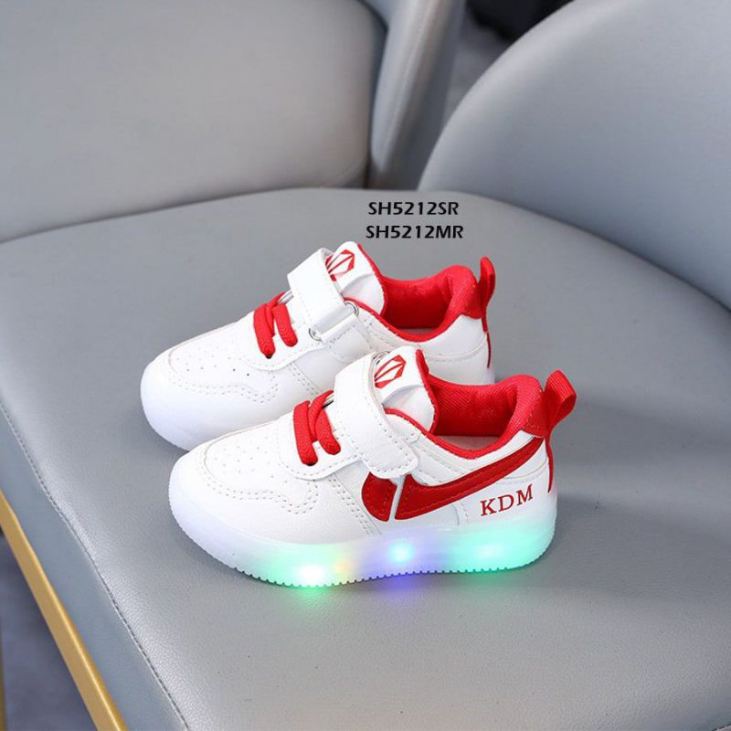 sepatu led anak anak putih sneakers