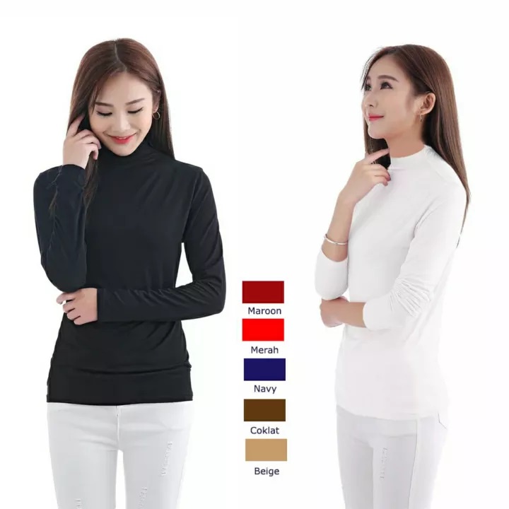 MANSET KAOS WANITA / Manset Baju muslim / inner wanita muslim / Manset turtleneck / Atasan baju / MANSET BADAN Wanita Muslim / Manset Wanita premium / Manset Hijab / manset hijab manset kaos dalaman lengan panjang polos bahan spandek warna